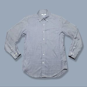 Uniqlo Slim Fit Gingham Button Down Collared LS Shirt Blue Size M EUC